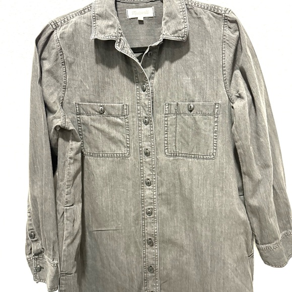 Madewell Charcoal Denim cotton long sleeves Shirt Dress M - Picture 5 of 11